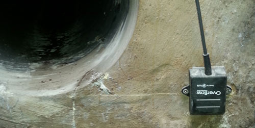 Overflow monitoring in sewers for direct logging and data sending